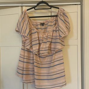 Lane Bryant off the shoulder pale pink blouse